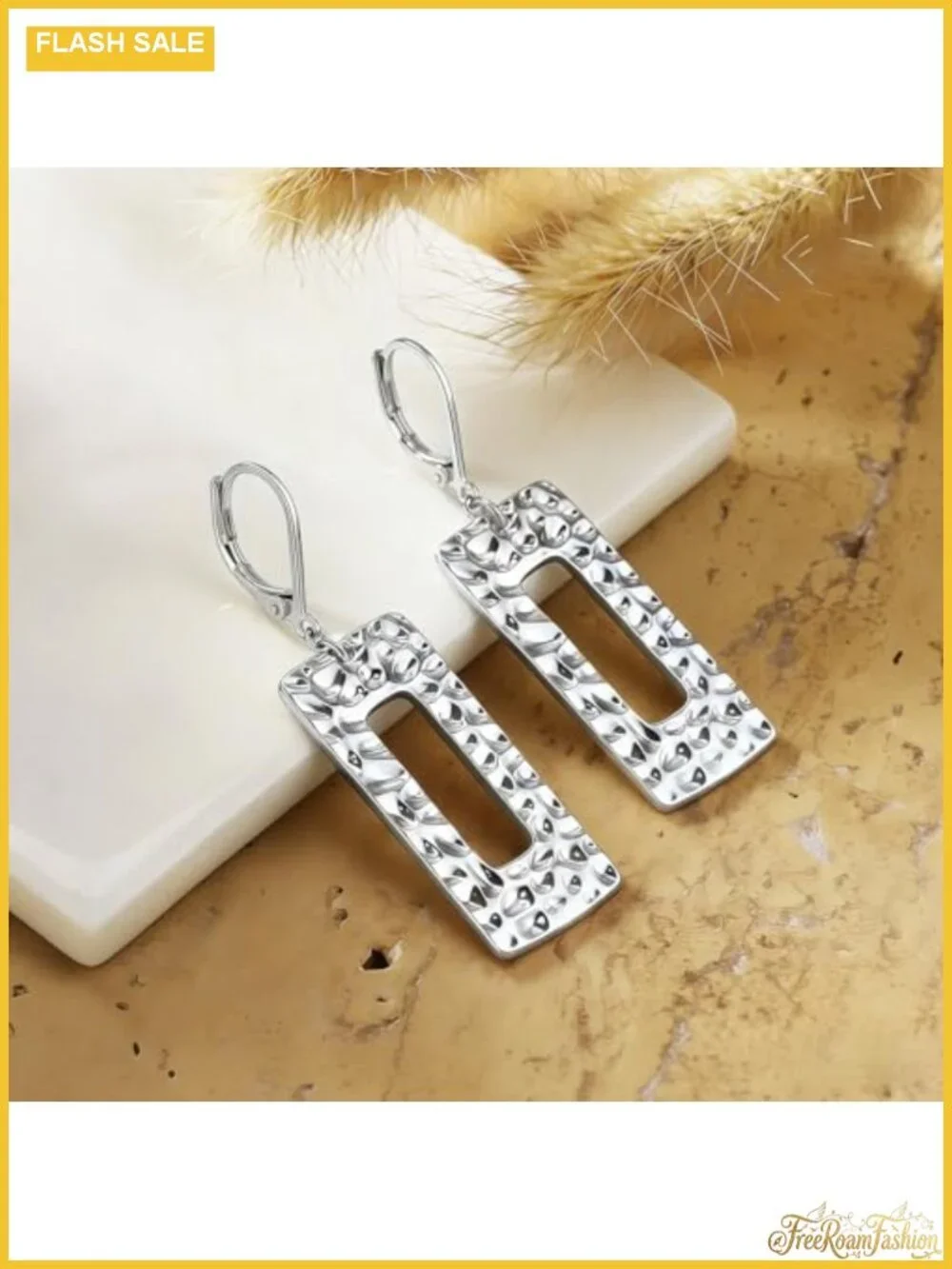Sterling Silver Dangle Earrings for Women Geometric Drop Leverback